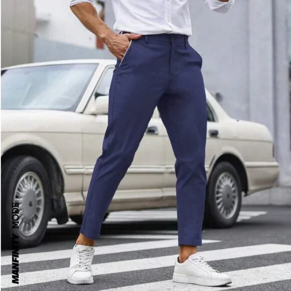 Manfinity Mode Men Solid Slant Pocket Blue Dress Pants, NWOT, Medium (33W) - Picture 1 of 8
